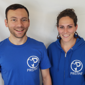 Pristine Cleaning Team wearing tshirt and hoodie with Pristine LLC logo